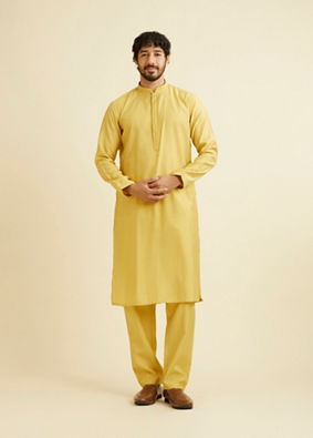 alt message - Manyavar Men Radiant Yellow Kurta Jacket Set image number 2