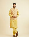 alt message - Manyavar Men Radiant Yellow Kurta Jacket Set image number 3