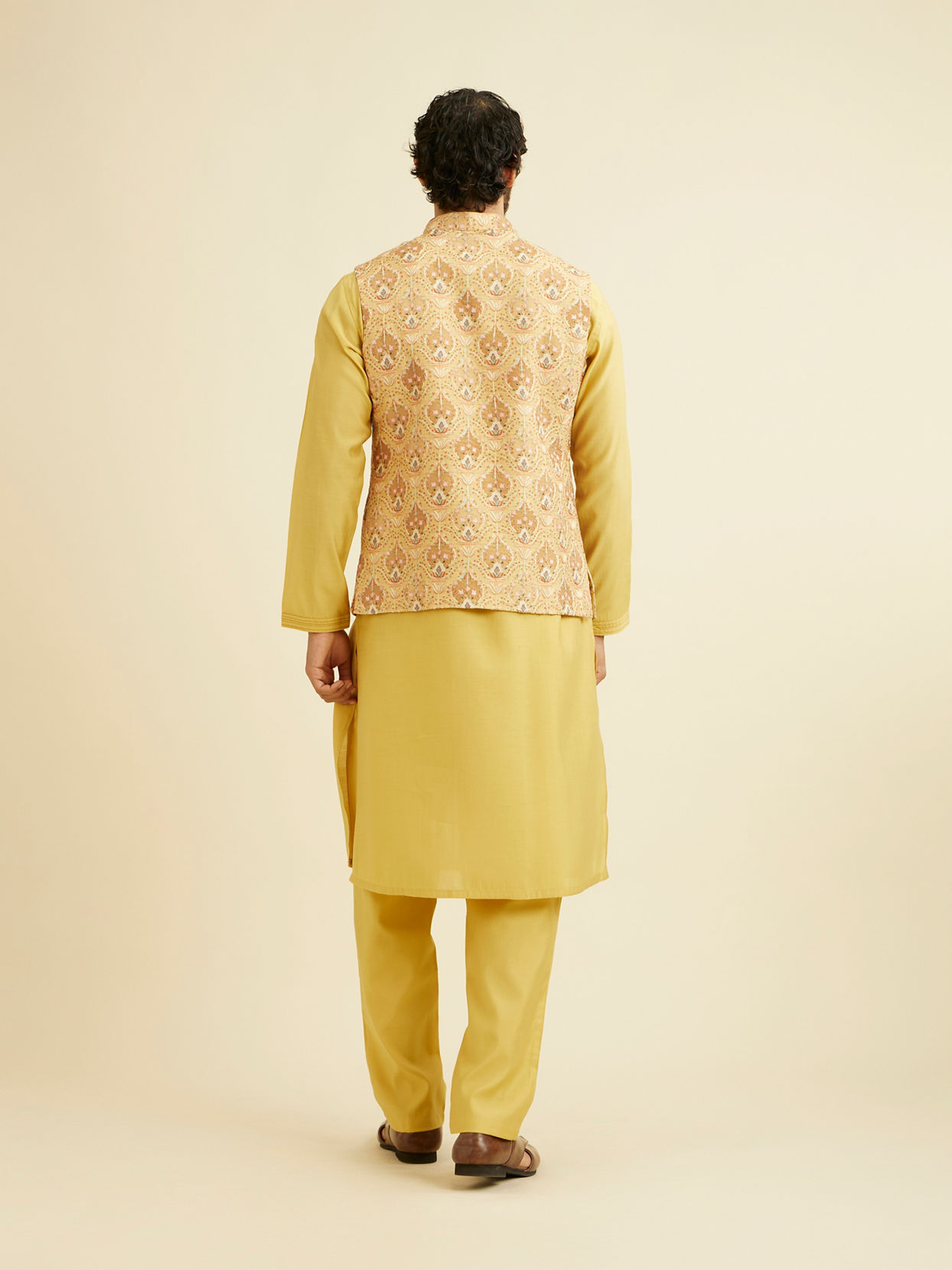 Manyavar Men Radiant Yellow Kurta Jacket Set