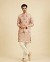Manyavar Men Dusty Pink Celebration Kurta Jacket Set