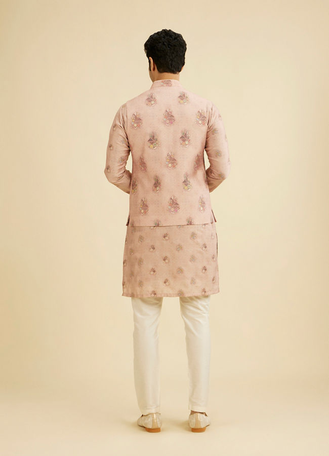 Manyavar Men Dusty Pink Celebration Kurta Jacket Set