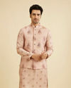 Manyavar Men Dusty Pink Celebration Kurta Jacket Set