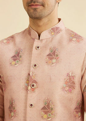 Manyavar Men Dusty Pink Celebration Kurta Jacket Set image number 1