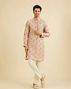 Manyavar Men Dusty Pink Celebration Kurta Jacket Set
