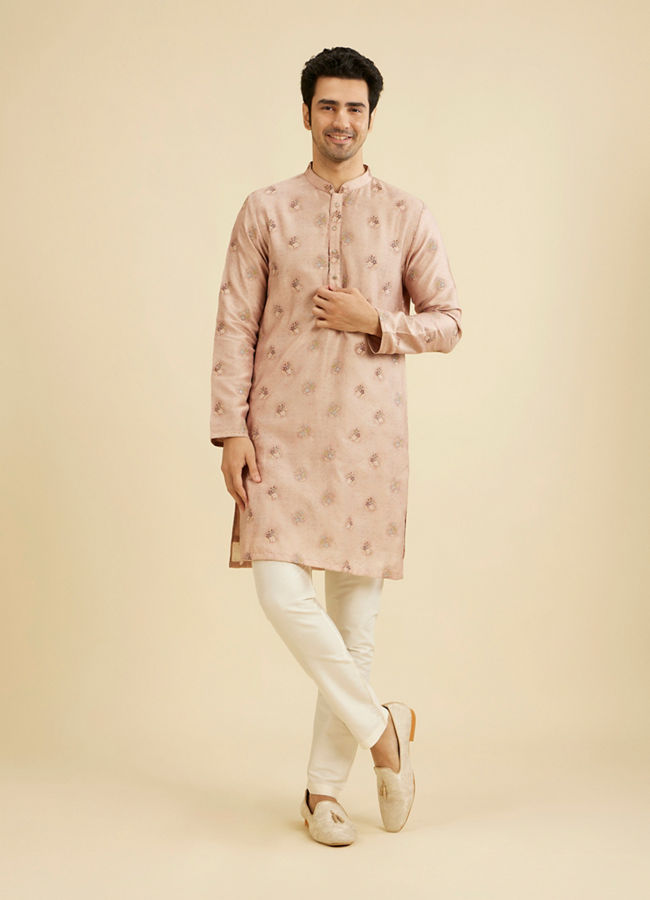Manyavar Men Dusty Pink Celebration Kurta Jacket Set