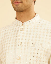 Manyavar Men Warm White Kurta Jacket Set