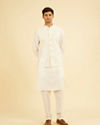 Manyavar Men Warm White Kurta Jacket Set