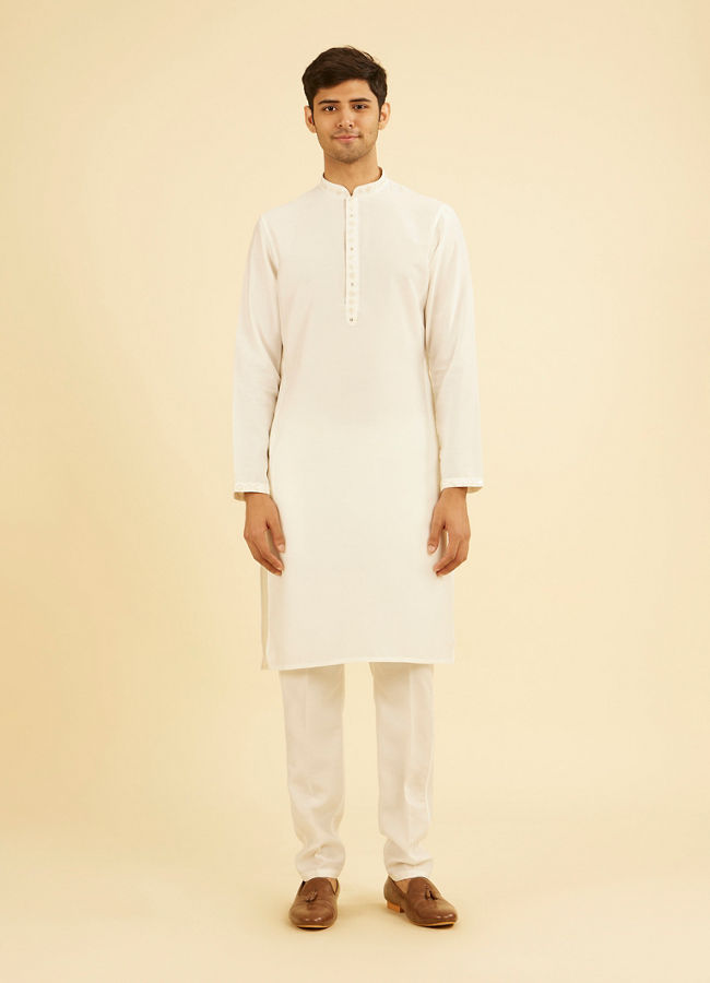 Manyavar Men Warm White Kurta Jacket Set