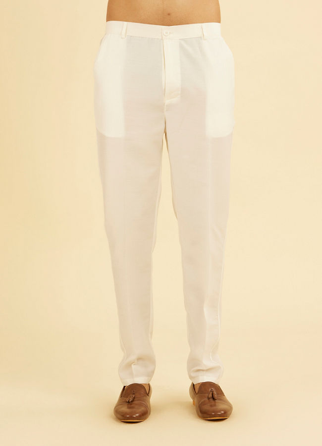Manyavar Men Warm White Kurta Jacket Set