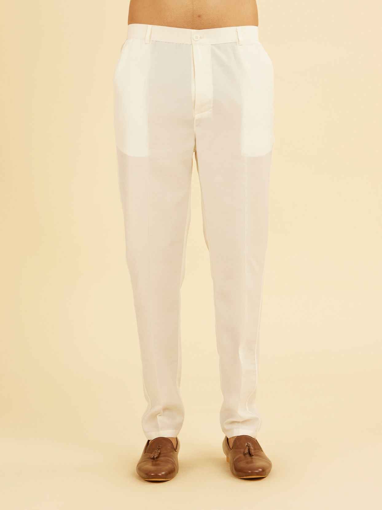 Manyavar Men Warm White Kurta Jacket Set