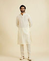 Manyavar Men Costal Cream Elegance Kurta Jacket Set
