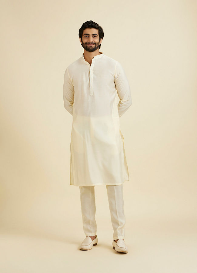 Manyavar Men Costal Cream Elegance Kurta Jacket Set