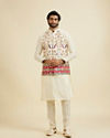 Manyavar Men Costal Cream Elegance Kurta Jacket Set