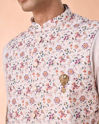 Manyavar Men Regal Beige Kurta Jacket Set