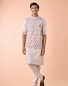 Manyavar Men Regal Beige Kurta Jacket Set