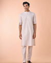 Manyavar Men Regal Beige Kurta Jacket Set