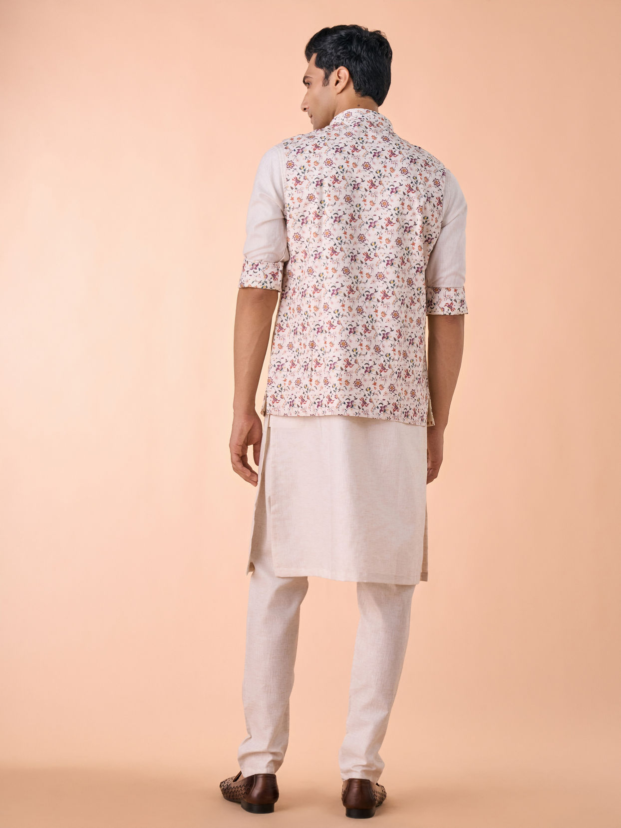 Manyavar Men Regal Beige Kurta Jacket Set