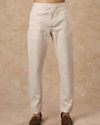 Manyavar Men Beige Blended Cotton Kurta Jacket Set with Print