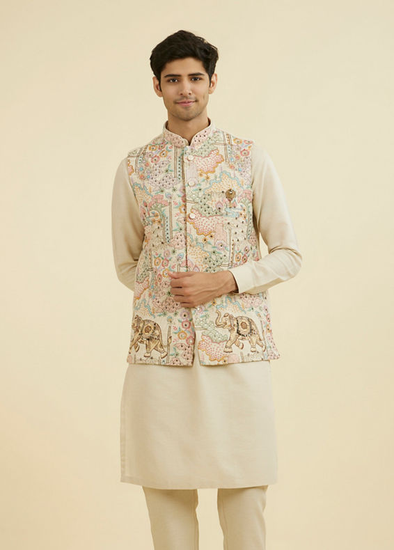 Manyavar Men Natural Elegance Jacket Set