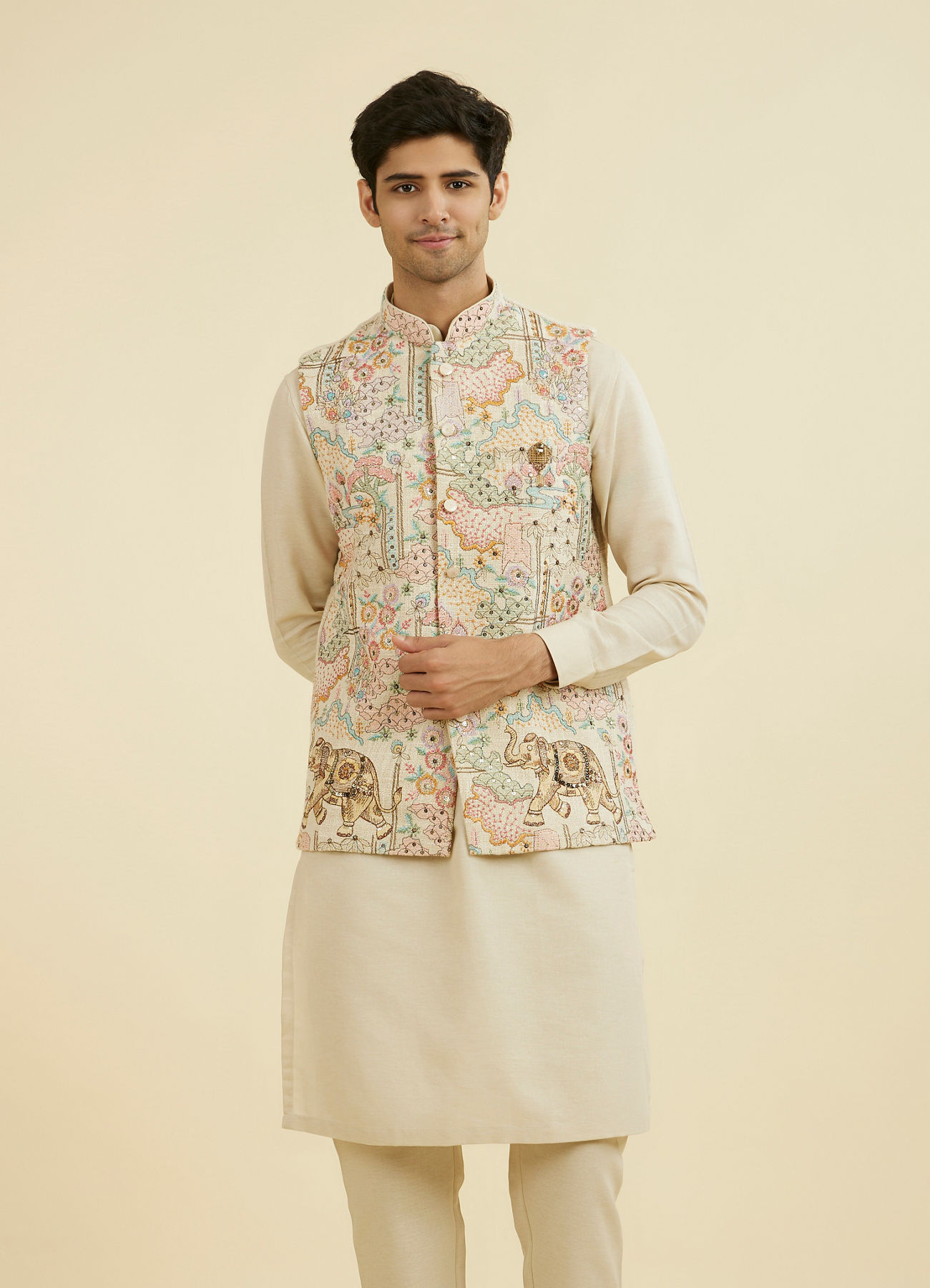 Manyavar Men Natural Elegance Jacket Set