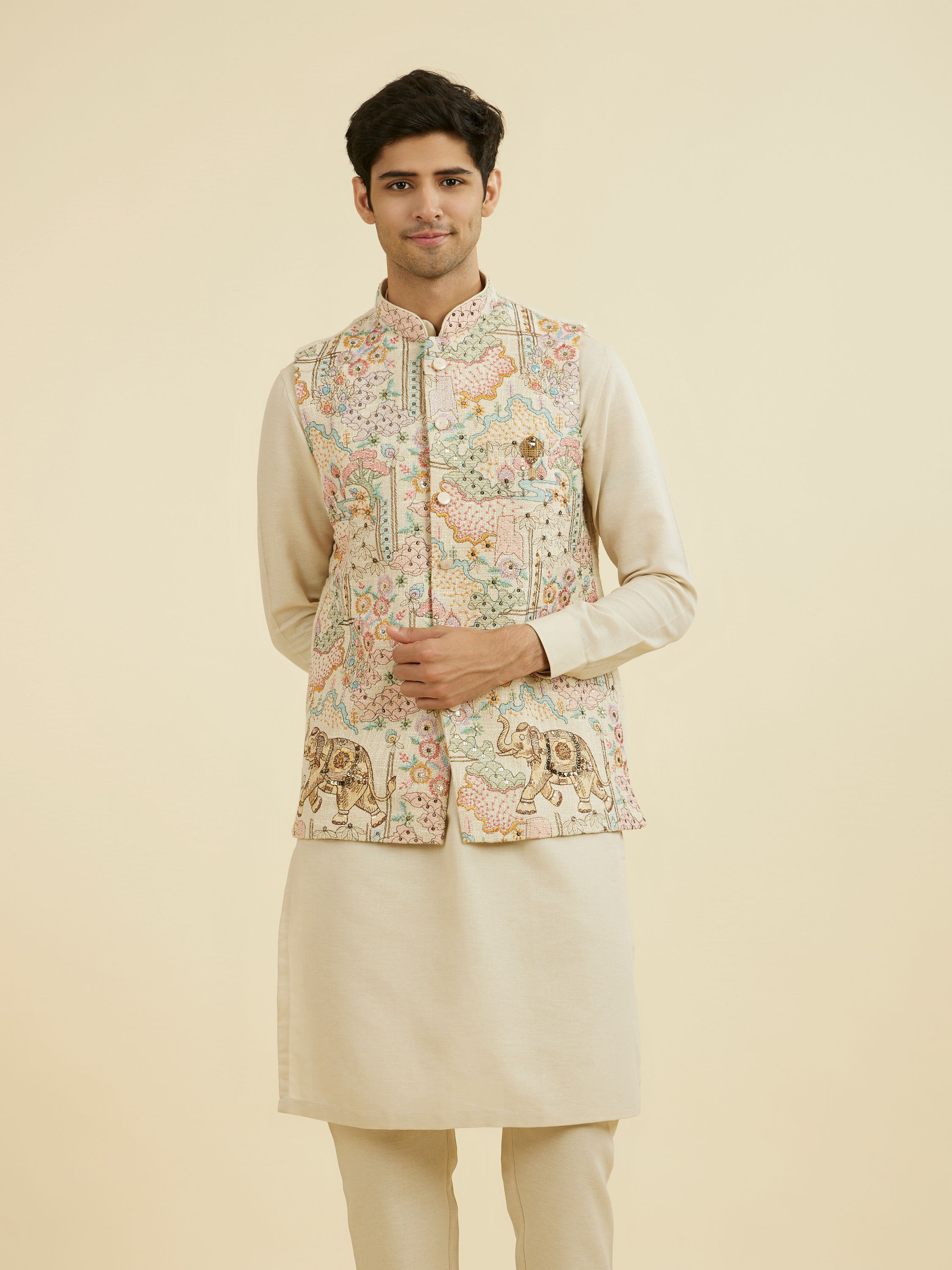 Manyavar Men Natural Elegance Jacket Set