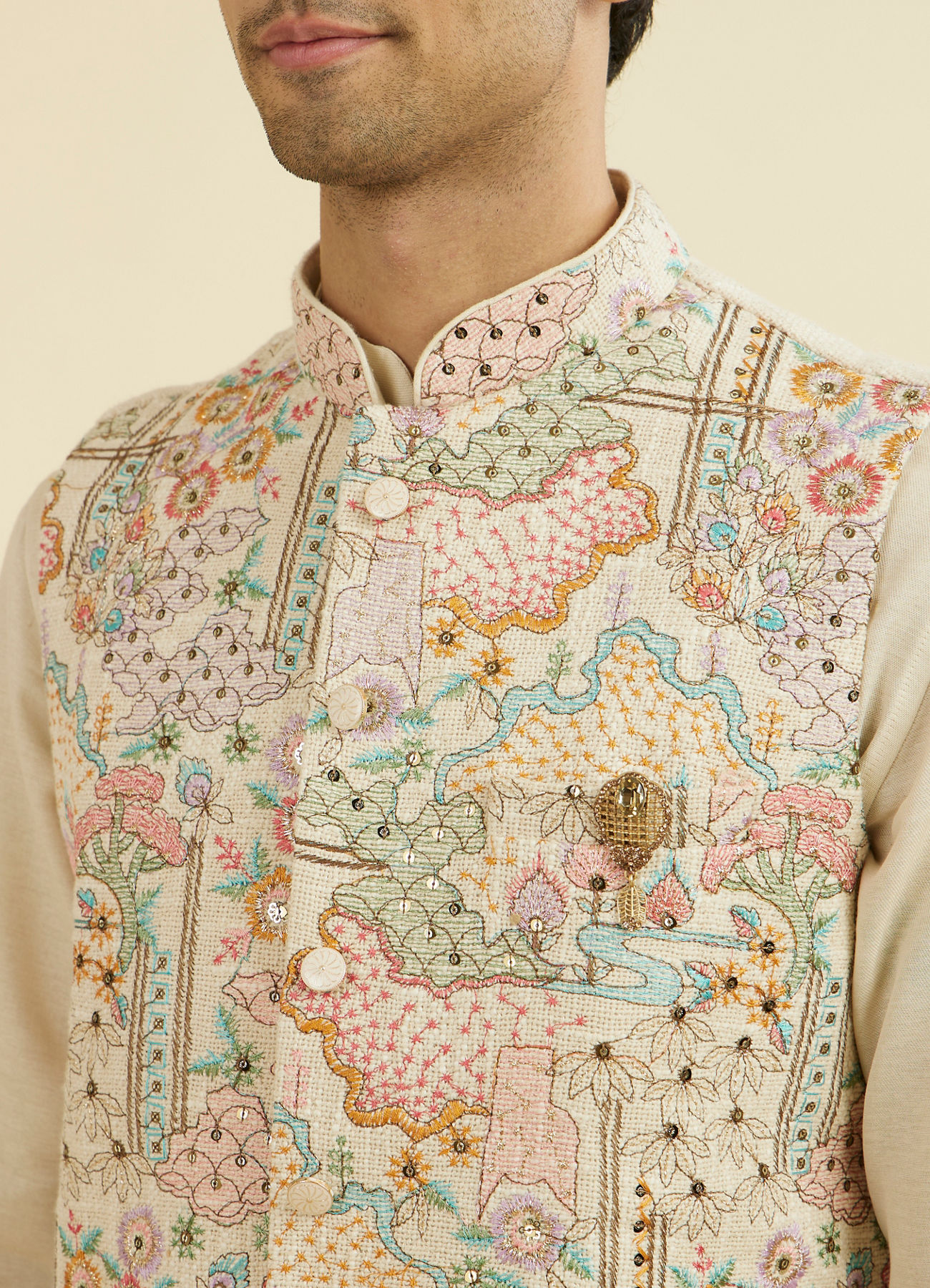 Manyavar Men Natural Elegance Jacket Set