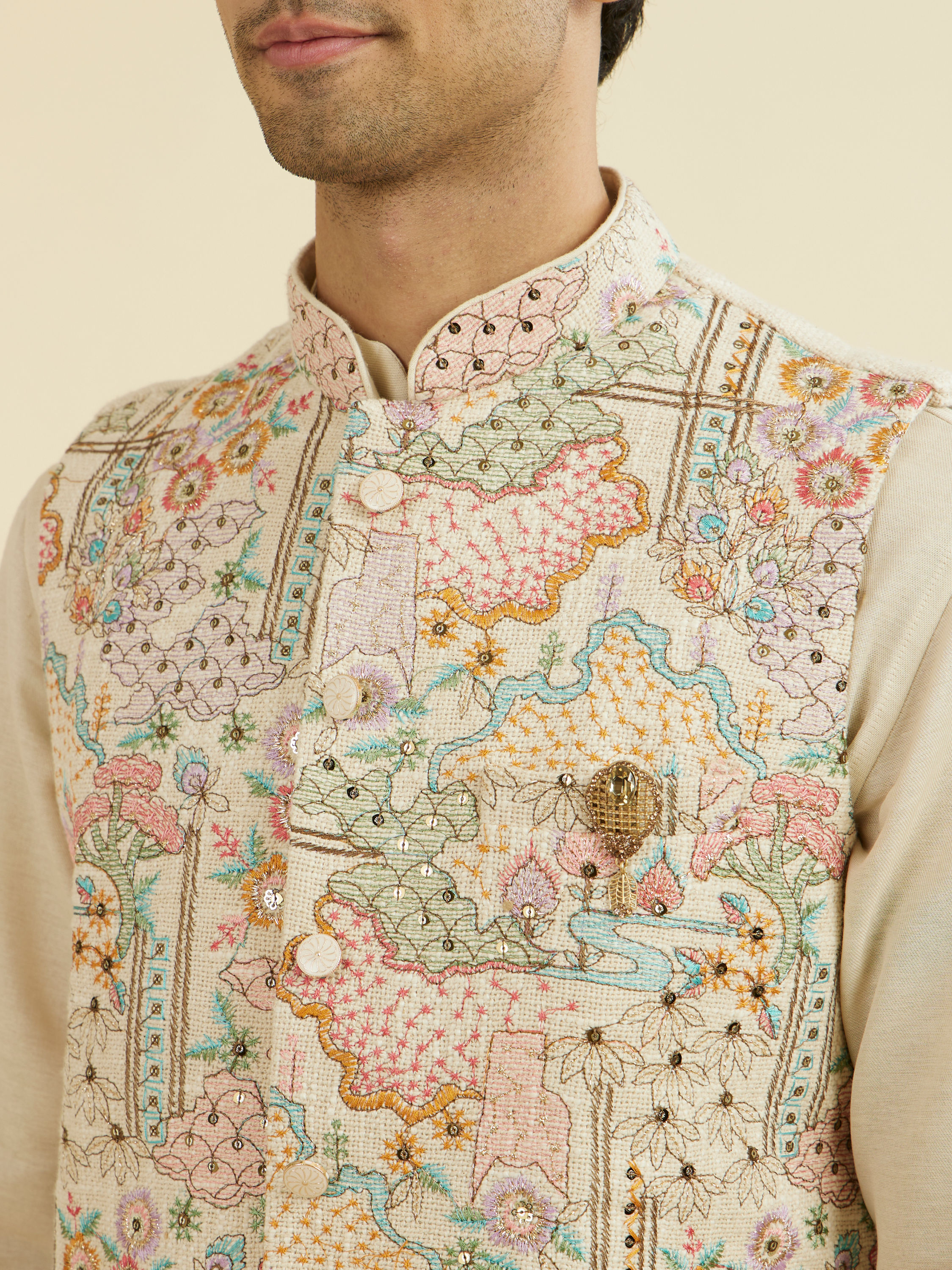 Manyavar Men Natural Elegance Jacket Set