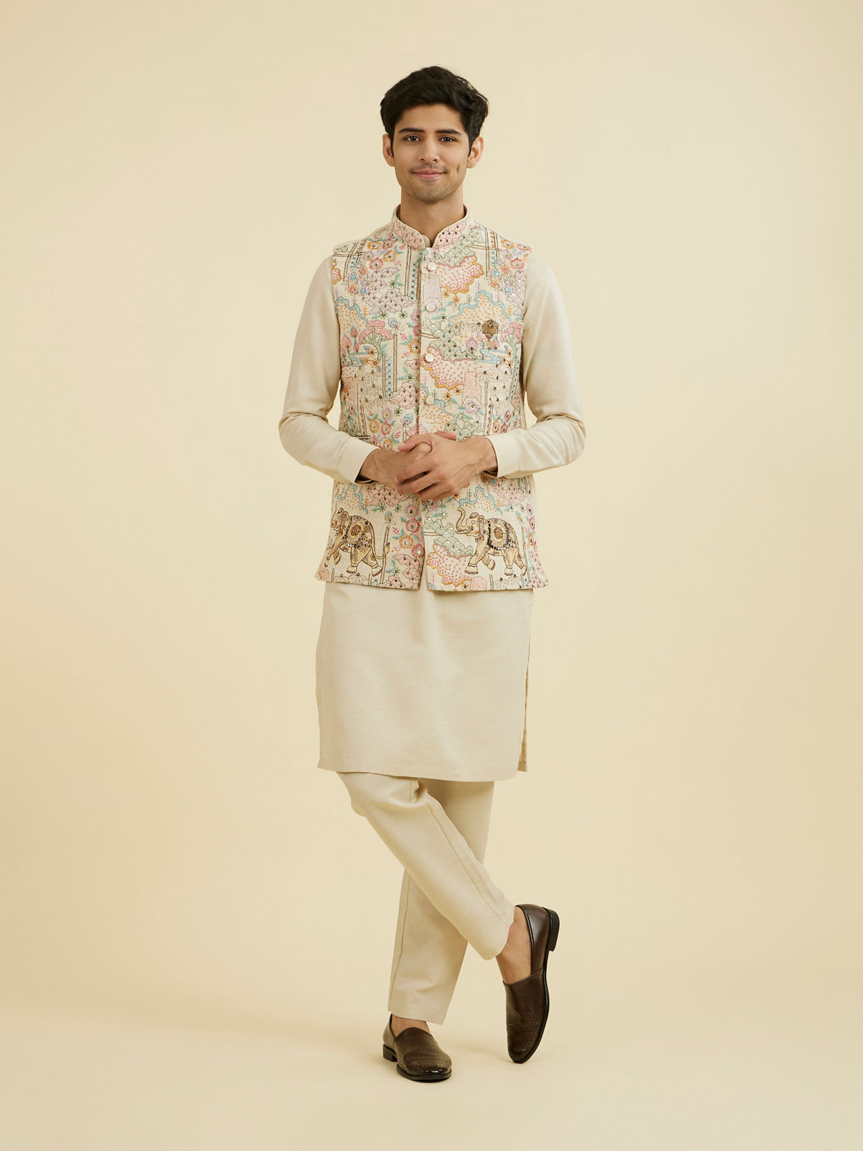 Manyavar Men Natural Elegance Jacket Set