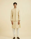 Manyavar Men Regal Beige Kurta Jacket Set