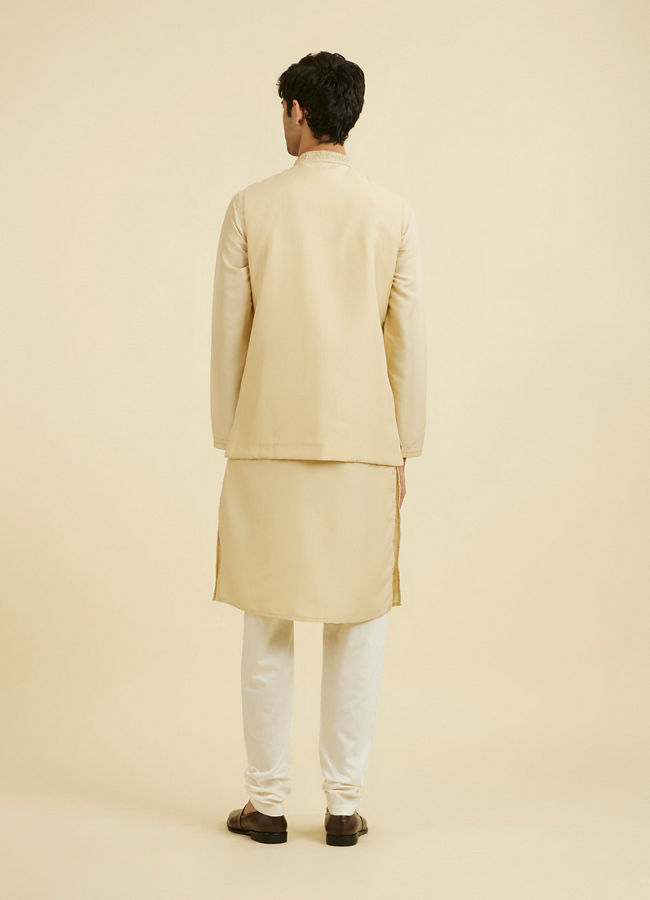 Manyavar Men Regal Beige Kurta Jacket Set