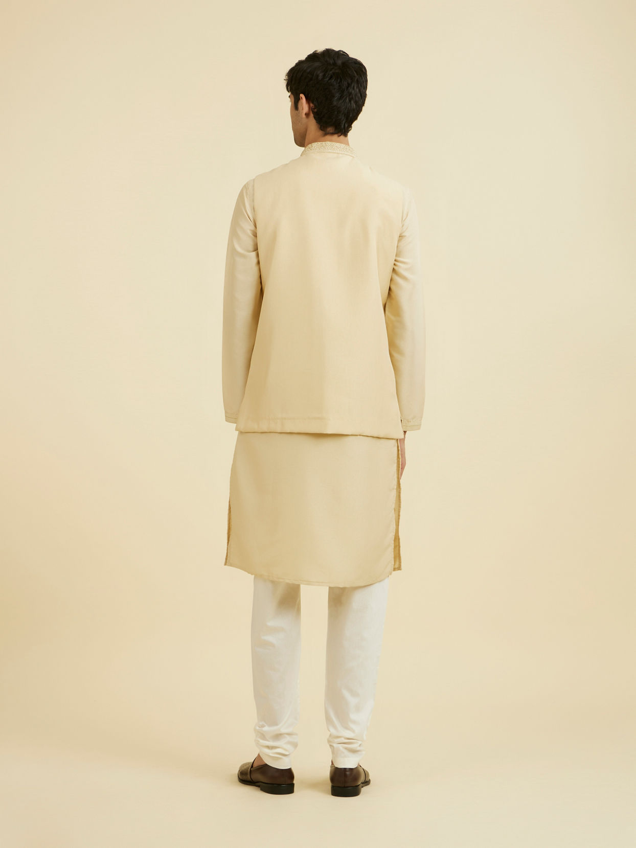 Manyavar Men Regal Beige Kurta Jacket Set