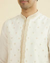 Manyavar Men Warm White Kurta Jacket Set
