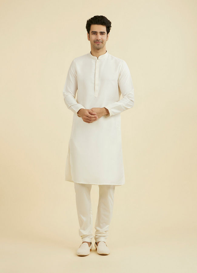 Manyavar Men Warm White Kurta Jacket Set
