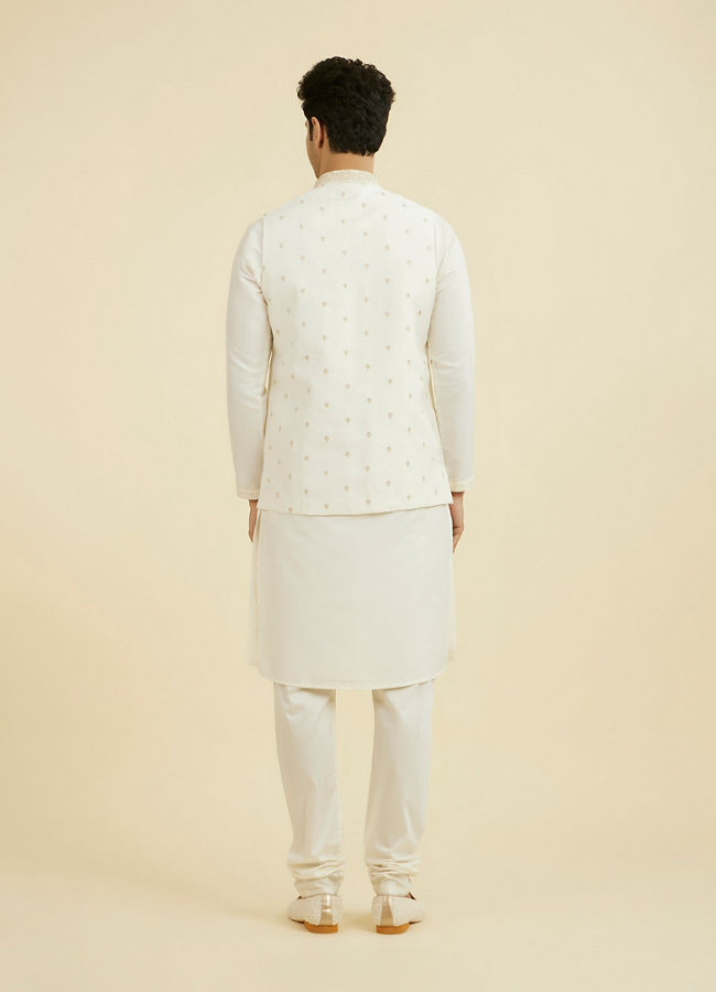 Manyavar Men Warm White Kurta Jacket Set