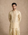 Manyavar Men Cream Silk Thread Embroidered Jacket Set