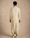 Manyavar Men Cream Silk Thread Embroidered Jacket Set