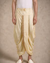 Manyavar Men Cream Silk Thread Embroidered Jacket Set