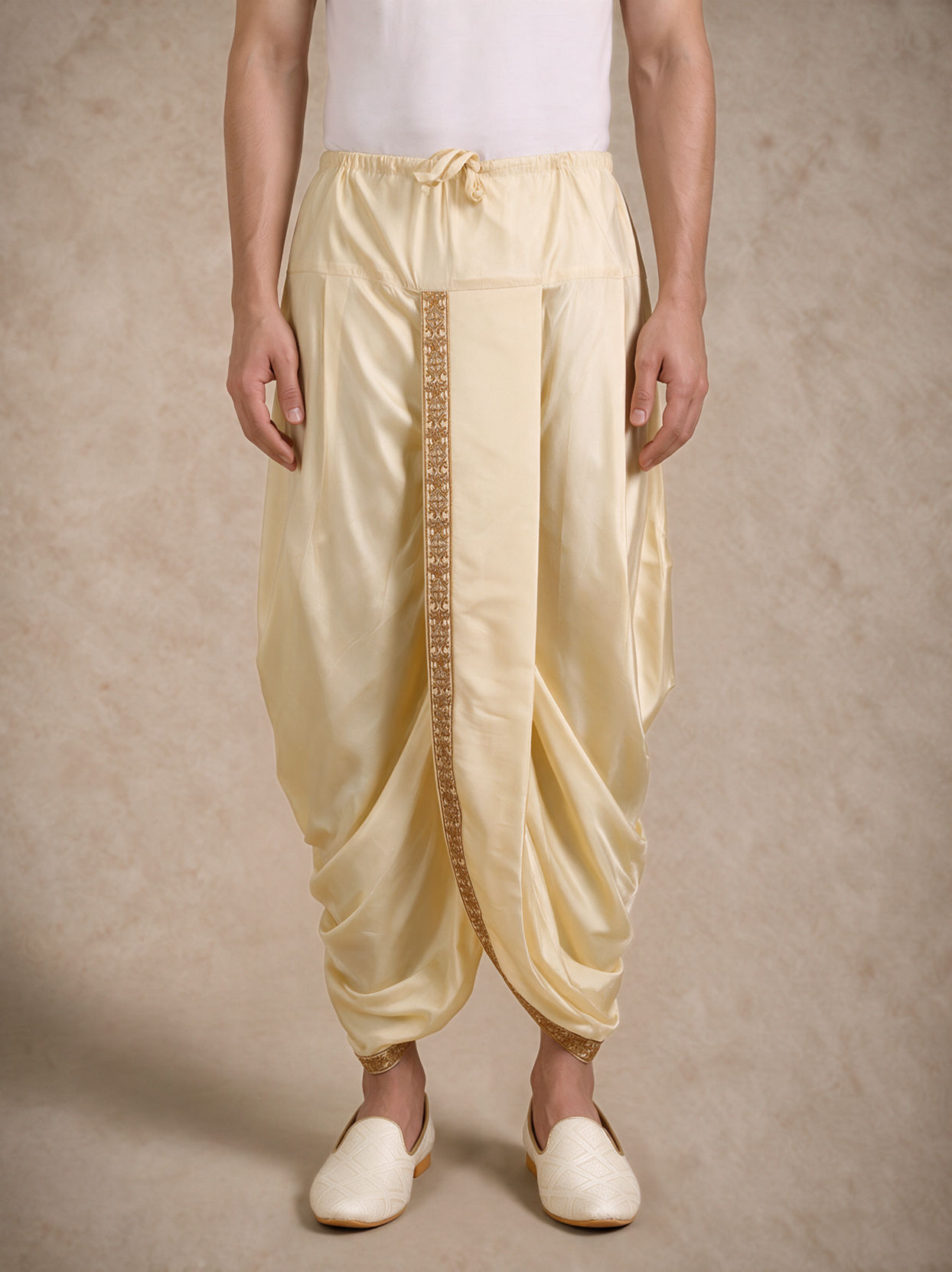 Manyavar Men Cream Silk Thread Embroidered Jacket Set