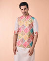 Beige Linen Kurta Jacket Set