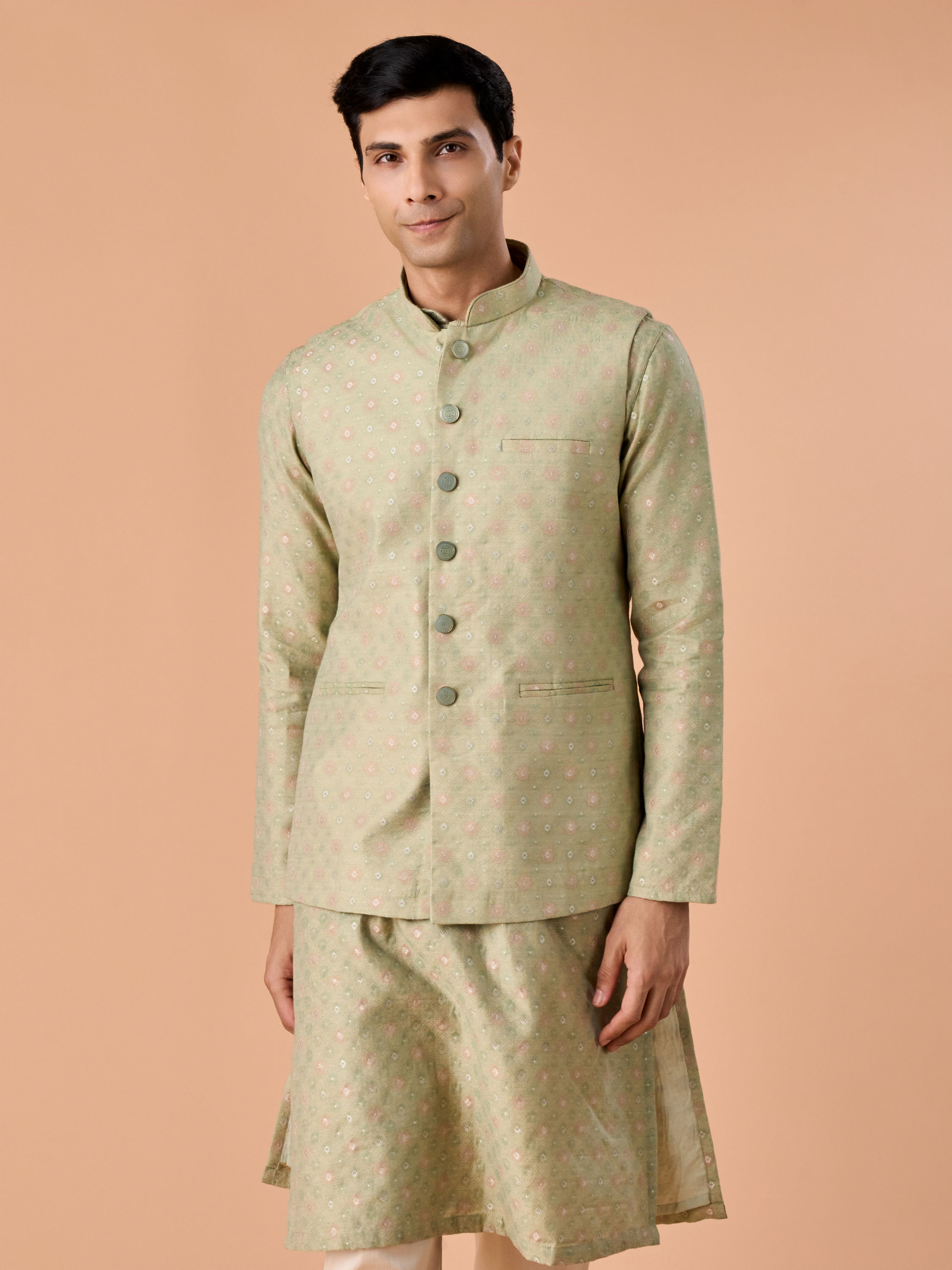 Manyavar Men Verdant Elegance Kurta Jacket Set