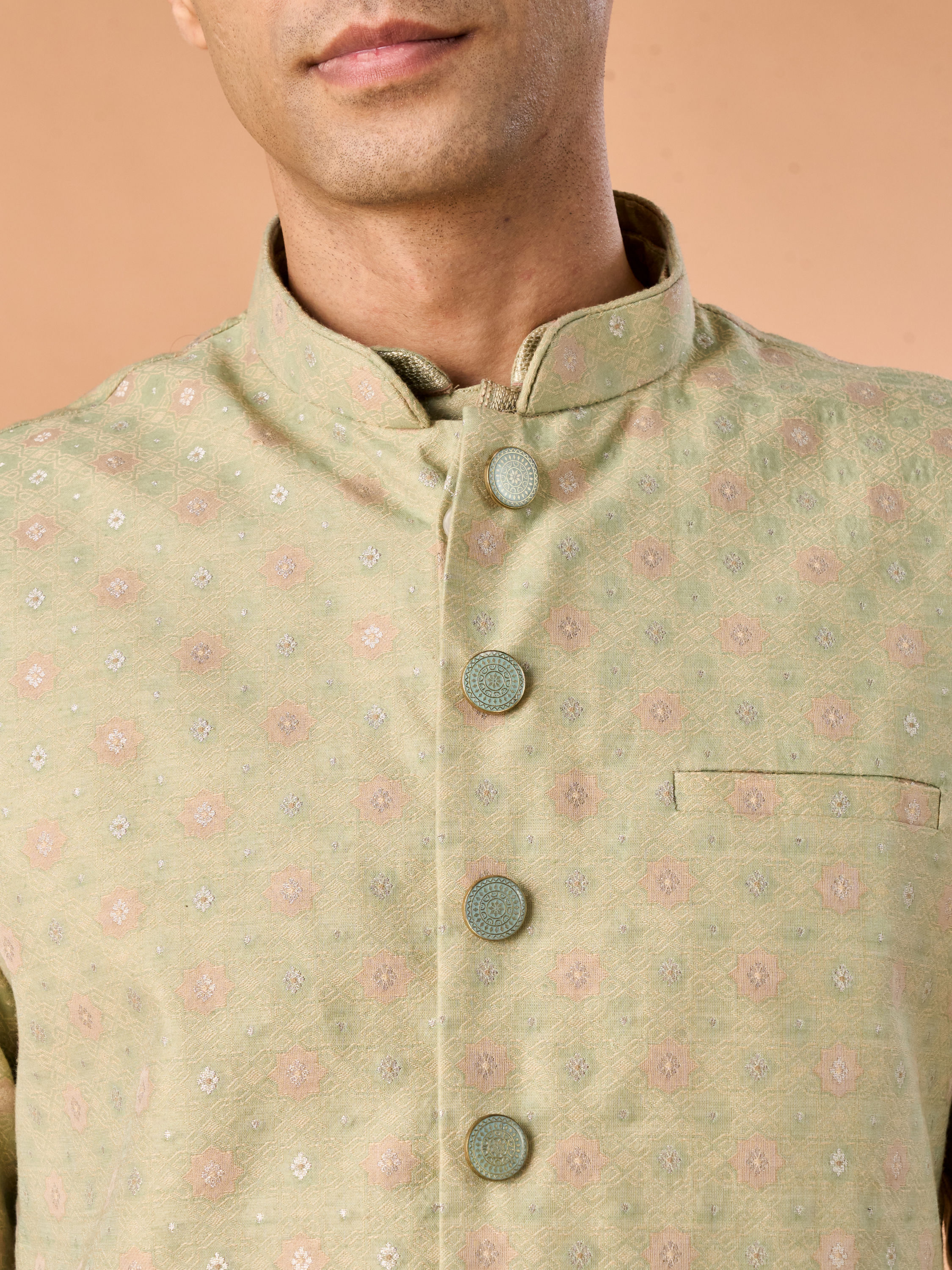 Manyavar Men Verdant Elegance Kurta Jacket Set