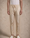 Manyavar Men Cream Brocade Kurta Jacket Set with Hand Embroidery