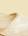 Manyavar Men Ivory Cream Floral Patterned Jootis
