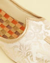 Manyavar Men Soft Pink Bel Buti Patterned Jooti