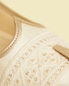 Manyavar Men Golden Beige Self Textured Jooti
