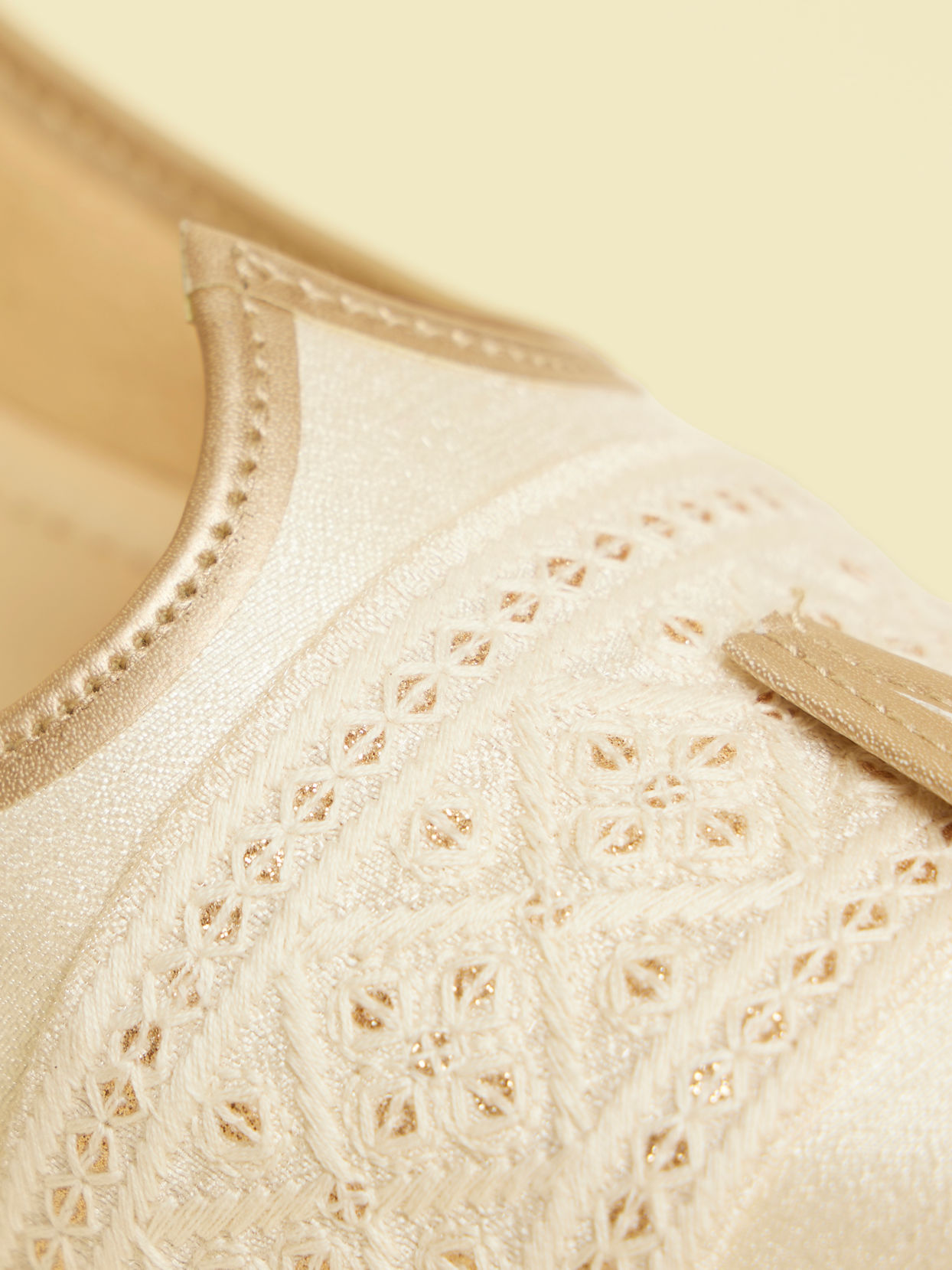 Manyavar Men Golden Beige Self Textured Jooti
