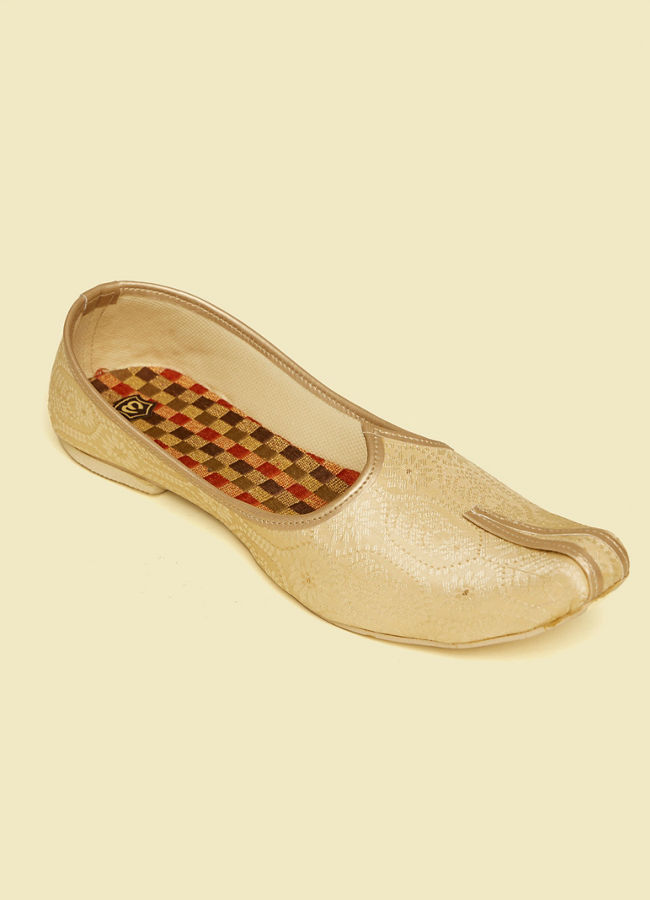 Manyavar Men Sand Beige Imperial Paisley Patterned Jutti