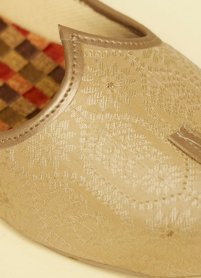 Manyavar Men Sand Beige Imperial Paisley Patterned Jooti