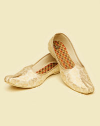 Manyavar Men Beige Floral Patterned Juti