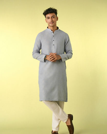Diwas Men Light Grey Elegance Kurta